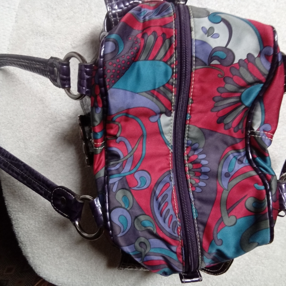 Purse KATHY VANZEELAND Purple Floral-Print Women’s Shoulder Bag - Picture 7 of 16